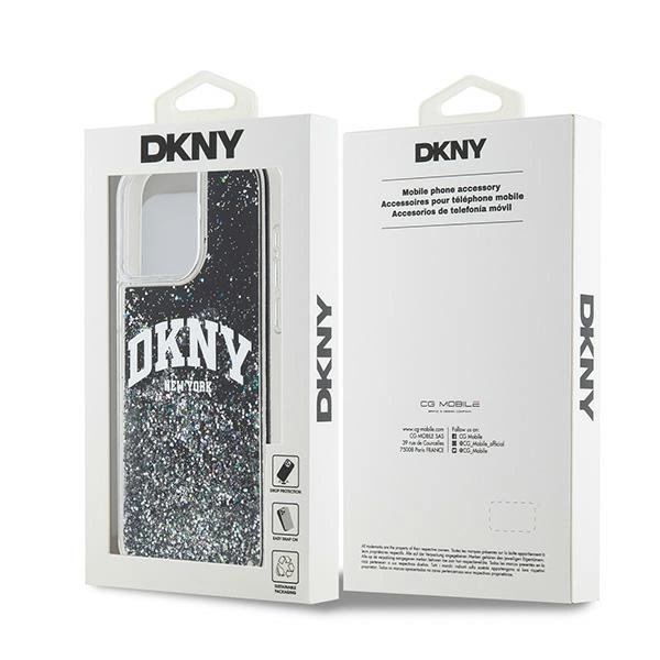 DKNY Liquid Glitter Big Logo iPhone 14 Pro Max Case - Blackeng