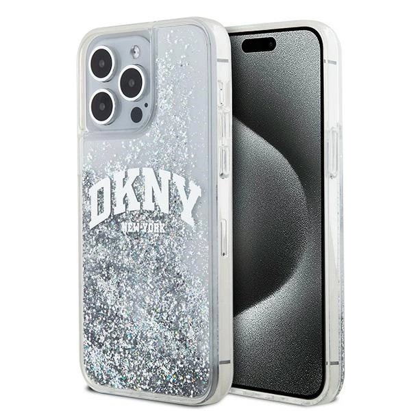 DKNY Liquid Glitter Big Logo case for iPhone 15 Pro - whiteeng