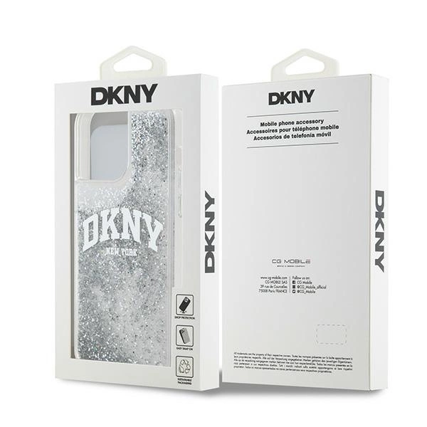 DKNY Liquid Glitter Big Logo case for iPhone 15 Pro - whiteeng