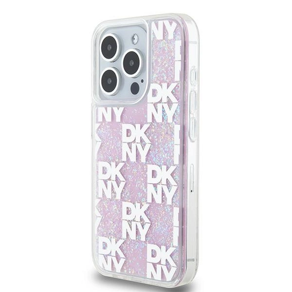 Etui DKNY Liquid Glitter Multilogo na iPhone 15 Pro - różowepol