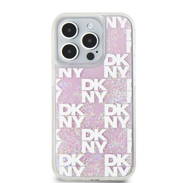 Etui DKNY Liquid Glitter Multilogo na iPhone 15 Pro - różowepol