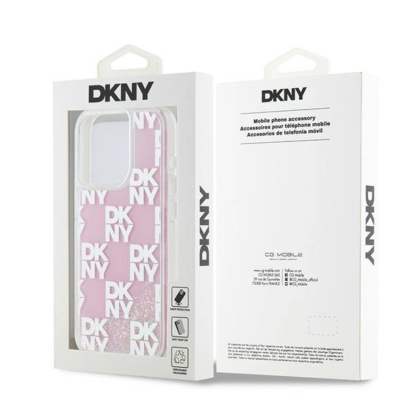 Etui DKNY Liquid Glitter Multilogo na iPhone 15 Pro - różowepol