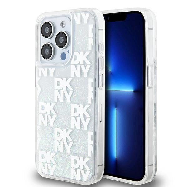 DKNY Liquid Glitter Multilogo case for iPhone 15 Pro - whiteeng