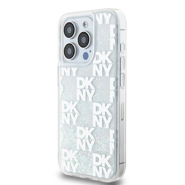 DKNY Liquid Glitter Multilogo case for iPhone 15 Pro - whiteeng