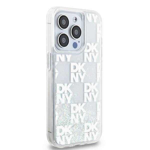 DKNY Liquid Glitter Multilogo case for iPhone 15 Pro - whiteeng
