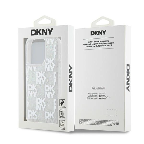 DKNY Liquid Glitter Multilogo case for iPhone 15 Pro - whiteeng