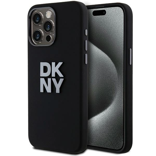 DKNY Liquid Silicone Metal Logo iPhone 15 Pro Case - Blackeng