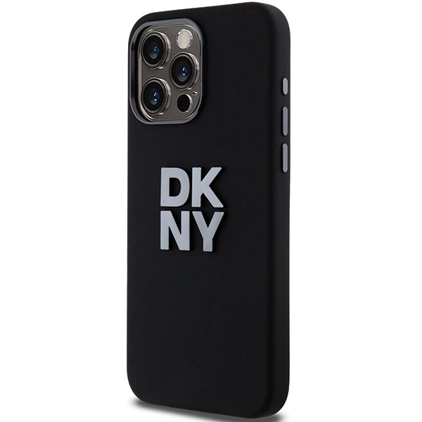 DKNY Liquid Silicone Metal Logo iPhone 15 Pro Case - Blackeng