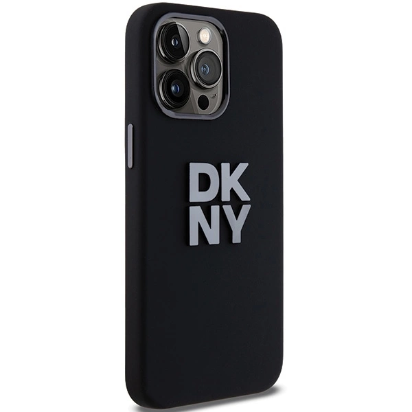 DKNY Liquid Silicone Metal Logo iPhone 15 Pro Case - Blackeng