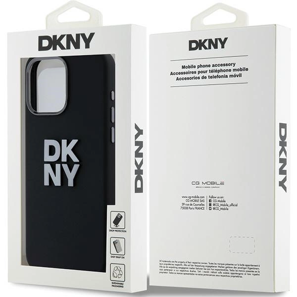 DKNY Liquid Silicone Metal Logo iPhone 15 Pro Case - Blackeng