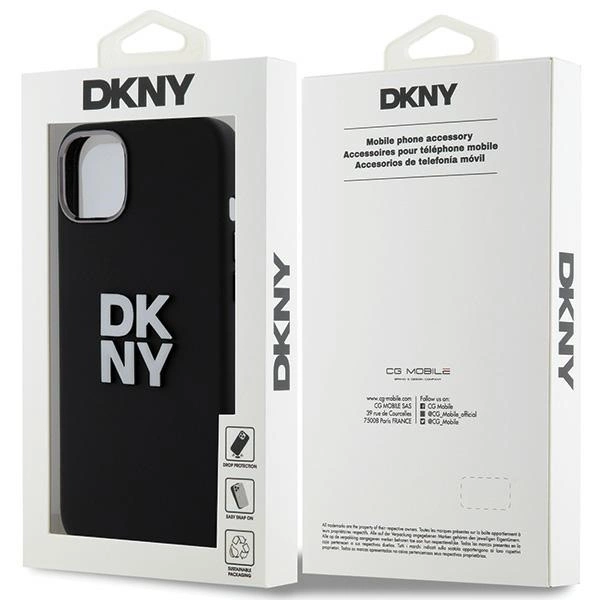DKNY Liquid Silicone Metal Logo iPhone 15/14/13 Case - Blackeng