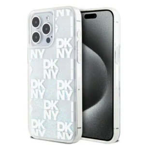 DKNY Liquid Glitter Multilogo case for iPhone 15 Pro Max - whiteeng