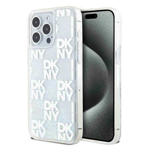 DKNY Liquid Glitter Multilogo case for iPhone 15 Pro Max - whiteeng