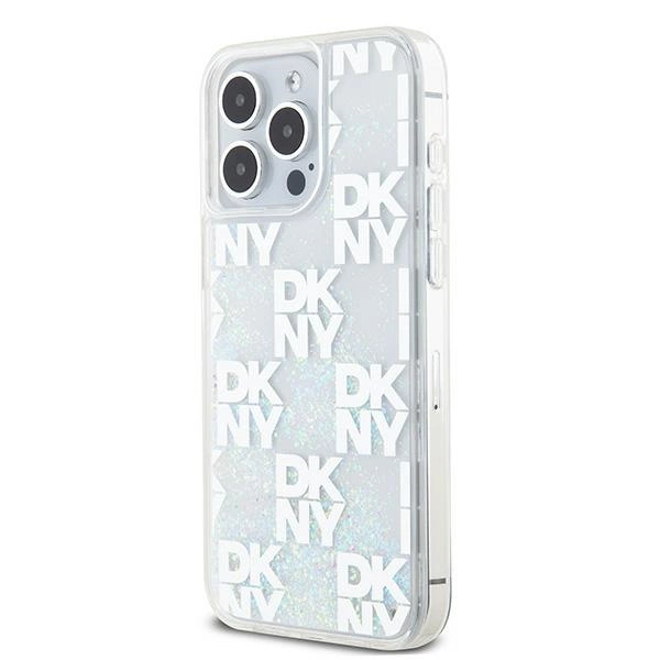 DKNY Liquid Glitter Multilogo case for iPhone 15 Pro Max - whiteeng