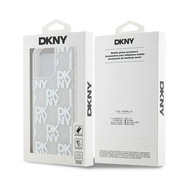 DKNY Liquid Glitter Multilogo case for iPhone 15 Pro Max - whiteeng