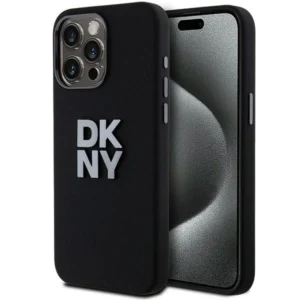 DKNY Liquid Silicone Metal Logo iPhone 15 Pro Max Case - Blackeng