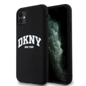 DKNY Liquid Silicone White Printed Logo MagSafe Case for iPhone 11/Xr - Blackeng