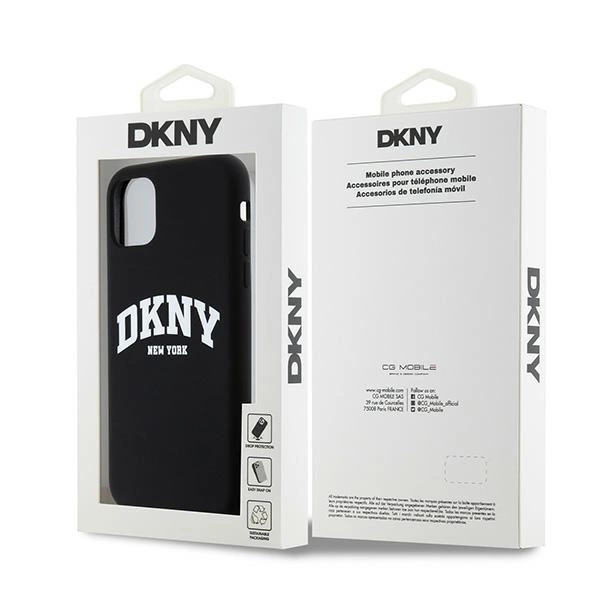 DKNY Liquid Silicone White Printed Logo MagSafe Case for iPhone 11/Xr - Blackeng