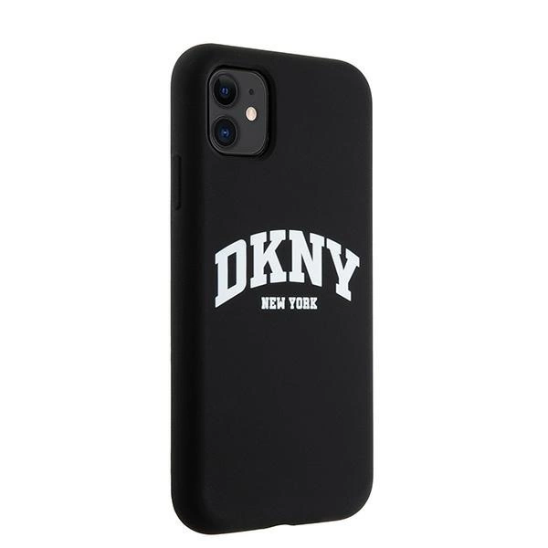 DKNY Liquid Silicone White Printed Logo MagSafe Case for iPhone 11/Xr - Blackeng
