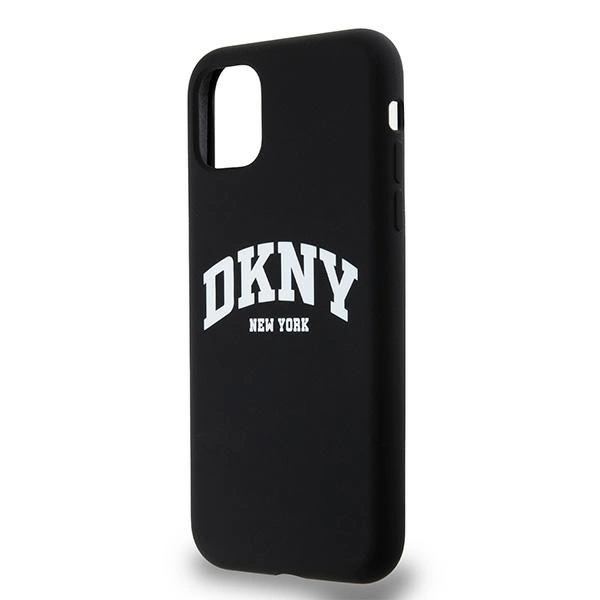 DKNY Liquid Silicone White Printed Logo MagSafe Case for iPhone 11/Xr - Blackeng