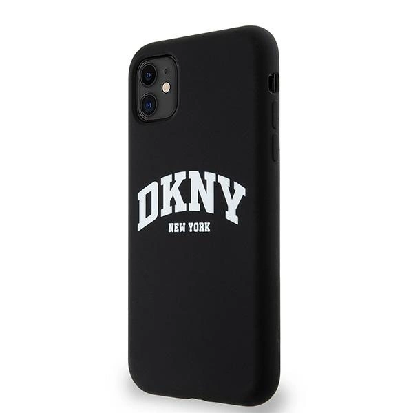 DKNY Liquid Silicone White Printed Logo MagSafe Case for iPhone 11/Xr - Blackeng