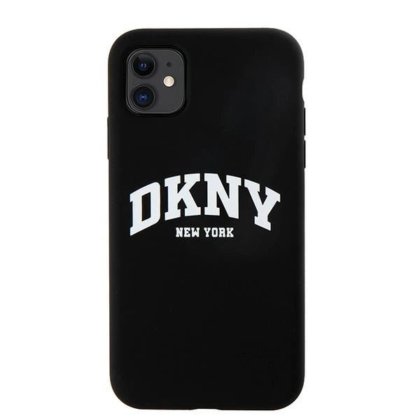 DKNY Liquid Silicone White Printed Logo MagSafe Case for iPhone 11/Xr - Blackeng