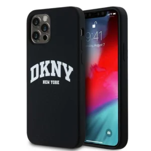 DKNY Liquid Silicone White Printed Logo MagSafe Case for iPhone 12/12 Pro - Blackeng
