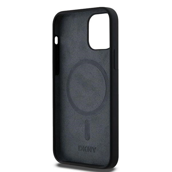 DKNY Liquid Silicone White Printed Logo MagSafe Case for iPhone 12/12 Pro - Blackeng