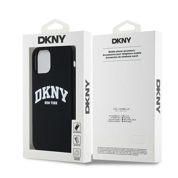 DKNY Liquid Silicone White Printed Logo MagSafe Case for iPhone 12/12 Pro - Blackeng