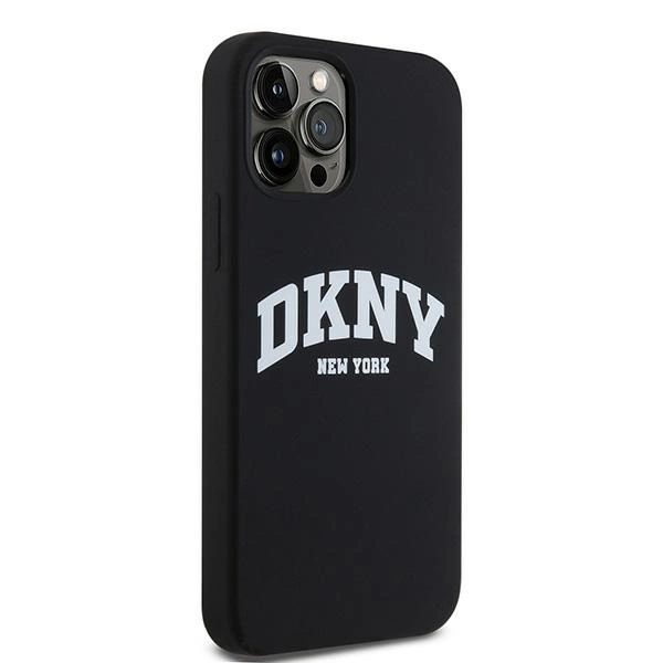 DKNY Liquid Silicone White Printed Logo MagSafe Case for iPhone 12/12 Pro - Blackeng