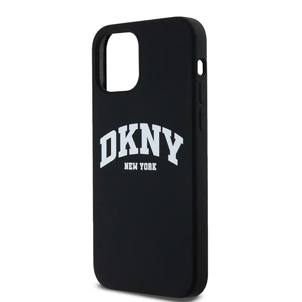 DKNY Liquid Silicone White Printed Logo MagSafe Case for iPhone 12/12 Pro - Blackeng