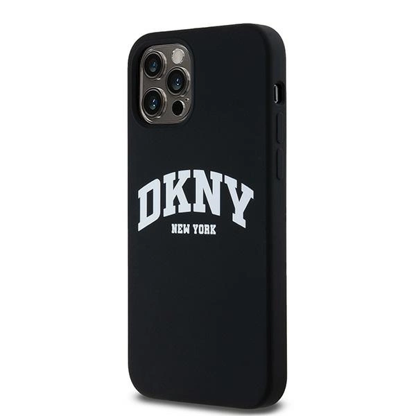 DKNY Liquid Silicone White Printed Logo MagSafe Case for iPhone 12/12 Pro - Blackeng