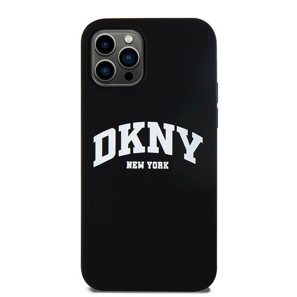 DKNY Liquid Silicone White Printed Logo MagSafe Case for iPhone 12/12 Pro - Blackeng