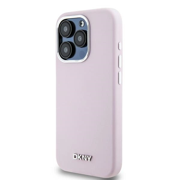 DKNY Liquid Silicone Small Metal Logo MagSafe case for iPhone 14 Pro - pinkeng