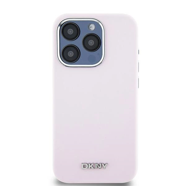 DKNY Liquid Silicone Small Metal Logo MagSafe case for iPhone 14 Pro - pinkeng