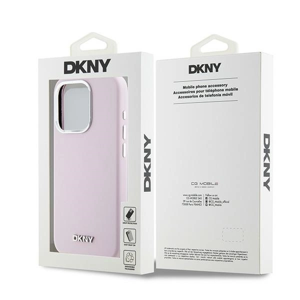 DKNY Liquid Silicone Small Metal Logo MagSafe case for iPhone 14 Pro - pinkeng