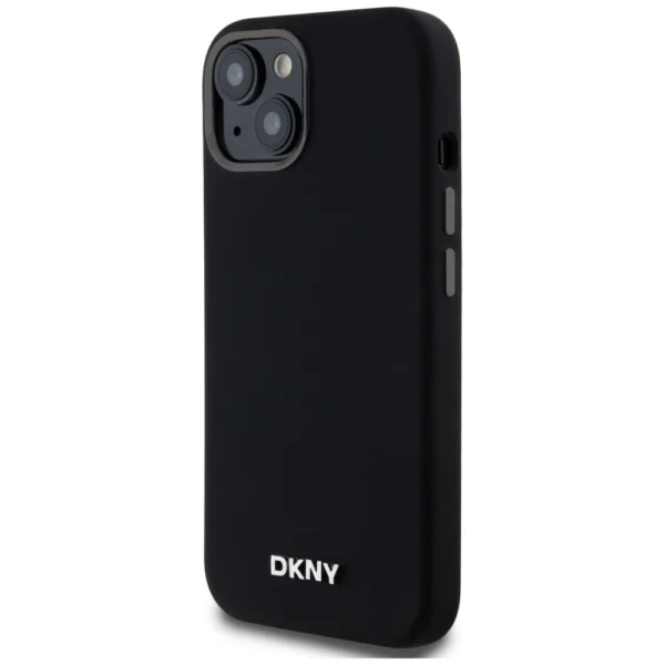 DKNY Liquid Silicone Small Metal Logo MagSafe Case for iPhone 14/15/13 - Blackeng