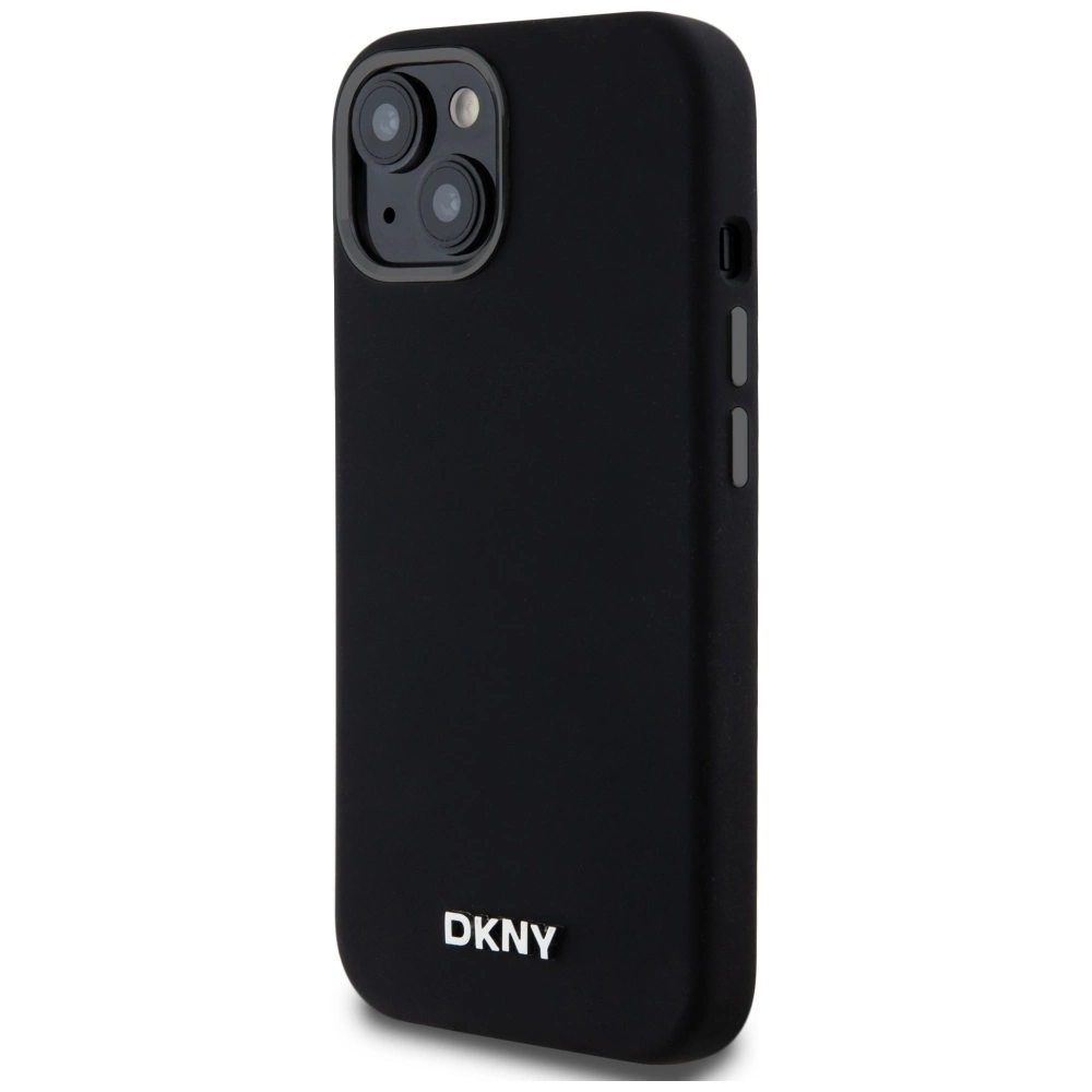 DKNY Liquid Silicone Small Metal Logo MagSafe Case for iPhone 14/15/13 - Blackeng