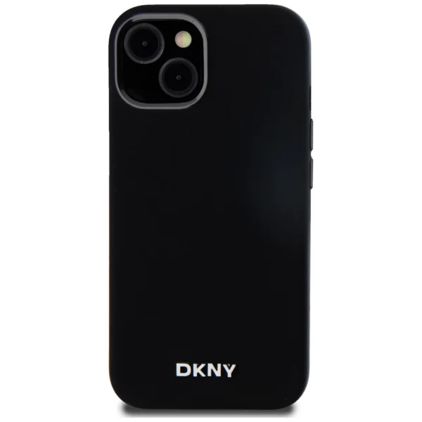 DKNY Liquid Silicone Small Metal Logo MagSafe Case for iPhone 14/15/13 - Blackeng