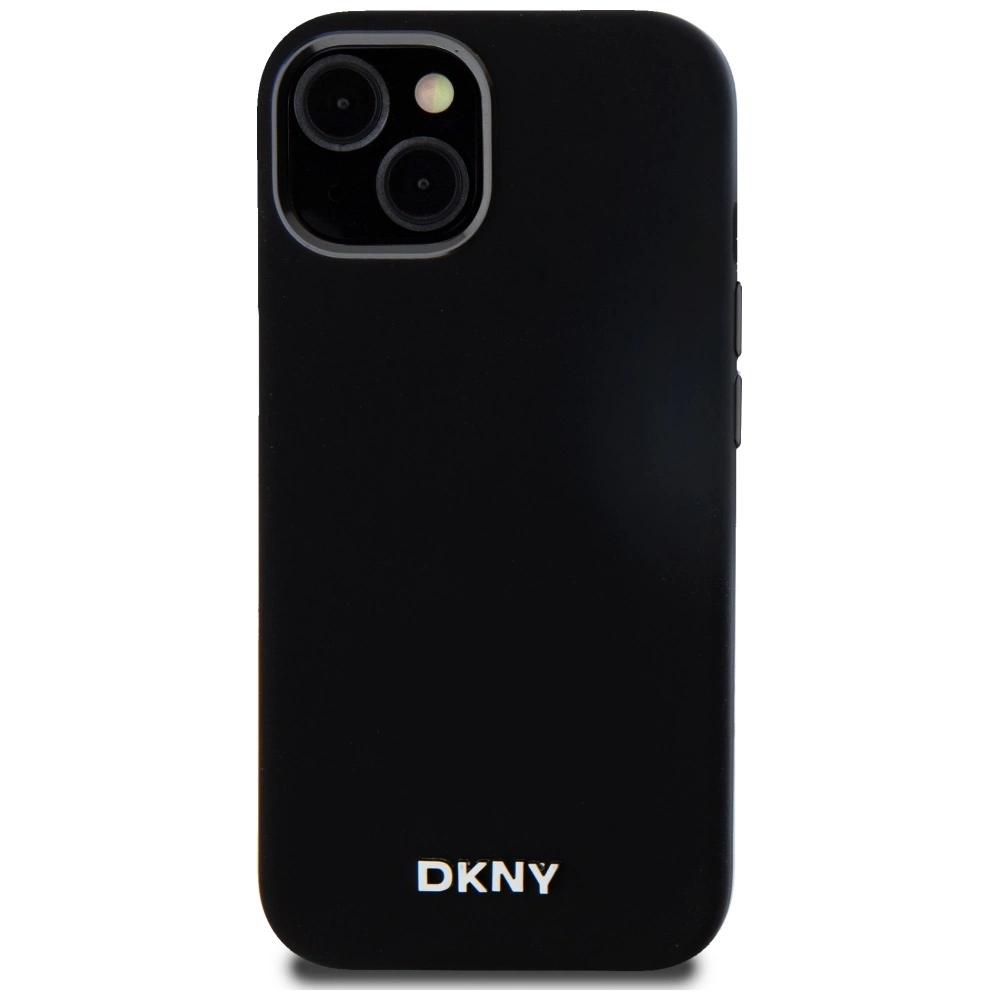 DKNY Liquid Silicone Small Metal Logo MagSafe Case for iPhone 14/15/13 - Blackeng