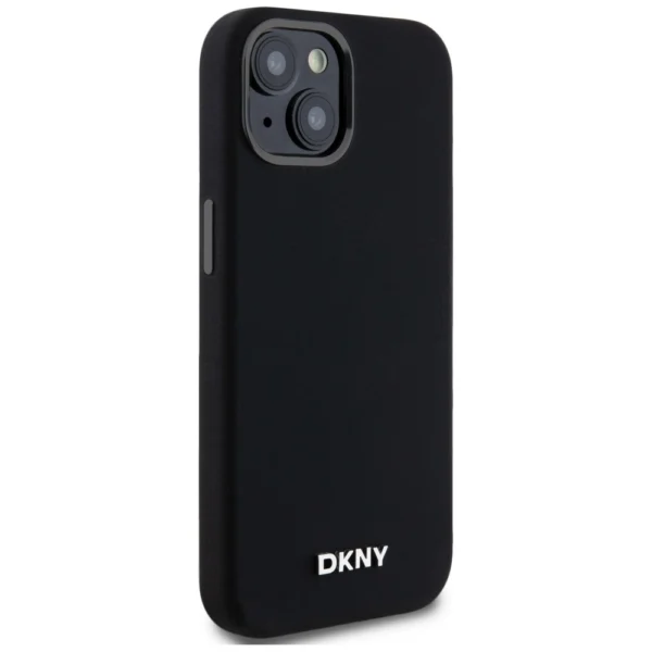 DKNY Liquid Silicone Small Metal Logo MagSafe Case for iPhone 14/15/13 - Blackeng