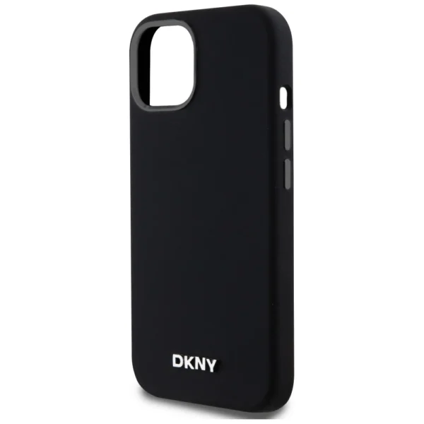 DKNY Liquid Silicone Small Metal Logo MagSafe Case for iPhone 14/15/13 - Blackeng