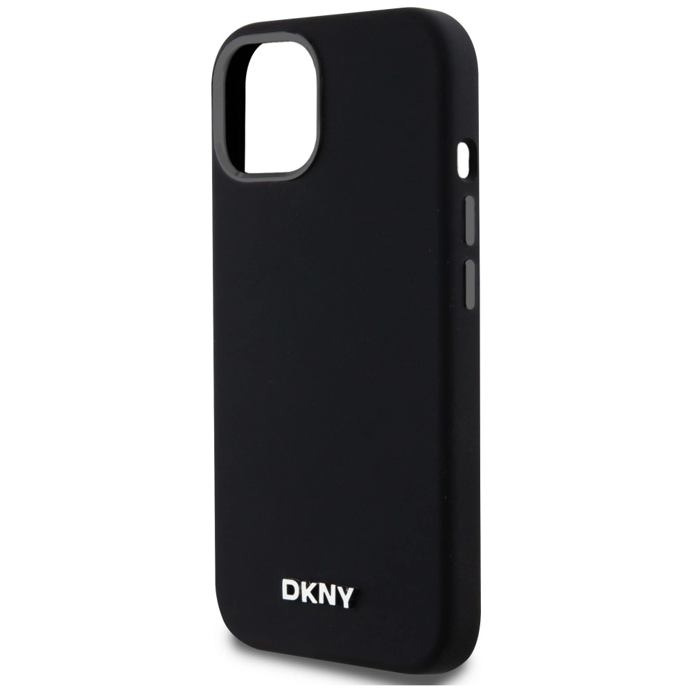 DKNY Liquid Silicone Small Metal Logo MagSafe Case for iPhone 14/15/13 - Blackeng