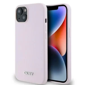 DKNY Liquid Silicone Small Metal Logo MagSafe Case for iPhone 14/15/13 - Pinkeng
