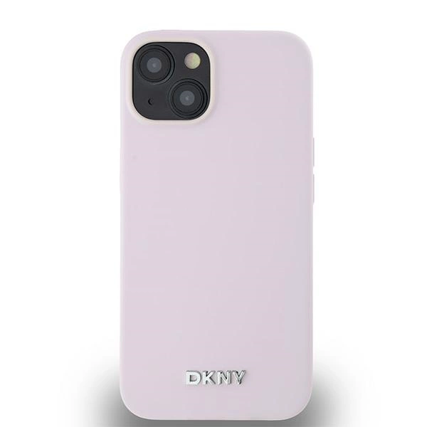 DKNY Liquid Silicone Small Metal Logo MagSafe Case for iPhone 14/15/13 - Pinkeng