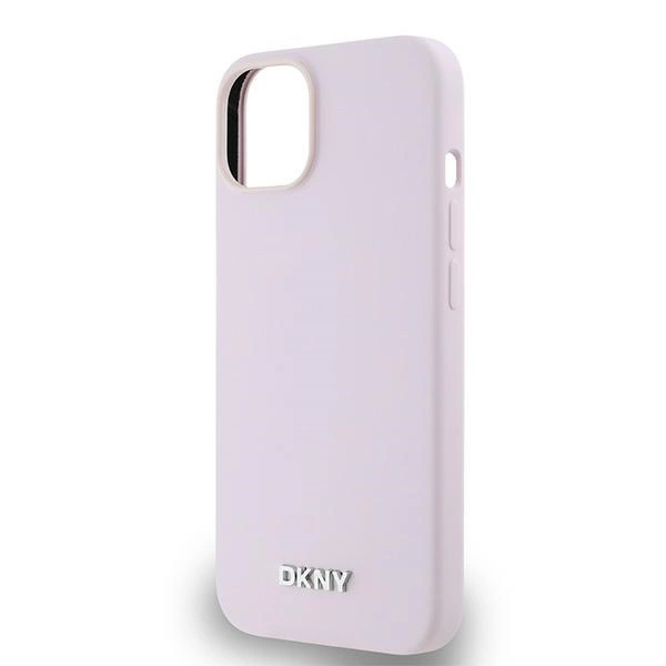 DKNY Liquid Silicone Small Metal Logo MagSafe Case for iPhone 14/15/13 - Pinkeng