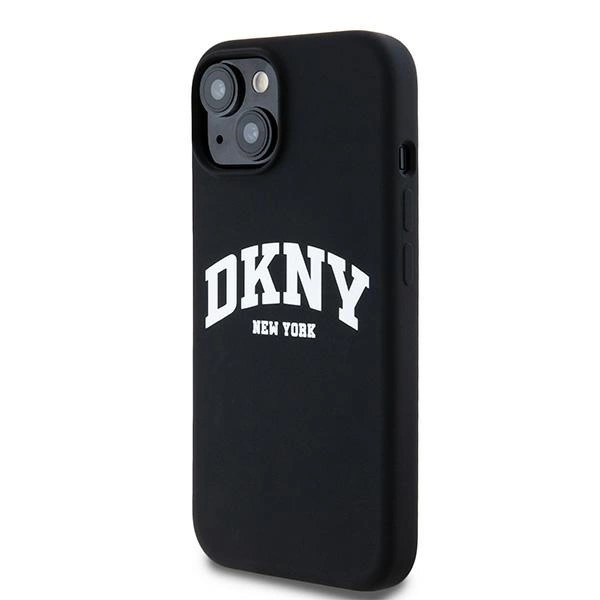 DKNY Liquid Silicone White Printed Logo MagSafe Case for iPhone 14 / 15 / 13 - Blackeng