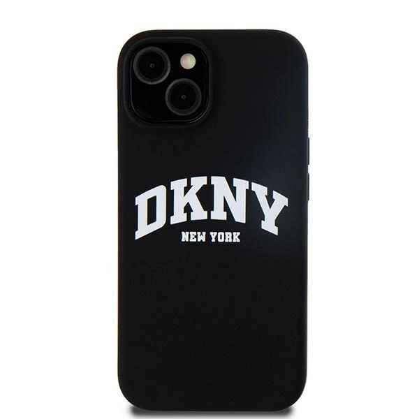 DKNY Liquid Silicone White Printed Logo MagSafe Case for iPhone 14 / 15 / 13 - Blackeng