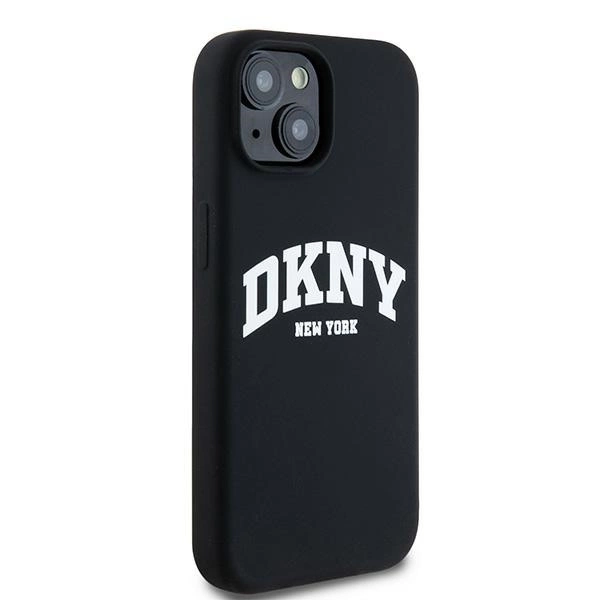 DKNY Liquid Silicone White Printed Logo MagSafe Case for iPhone 14 / 15 / 13 - Blackeng