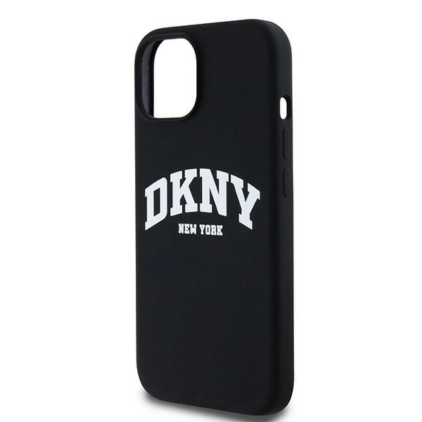 DKNY Liquid Silicone White Printed Logo MagSafe Case for iPhone 14 / 15 / 13 - Blackeng